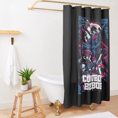 Cowboy Bebop Retro Shower Curtain Official Cowboy Bebop Merch