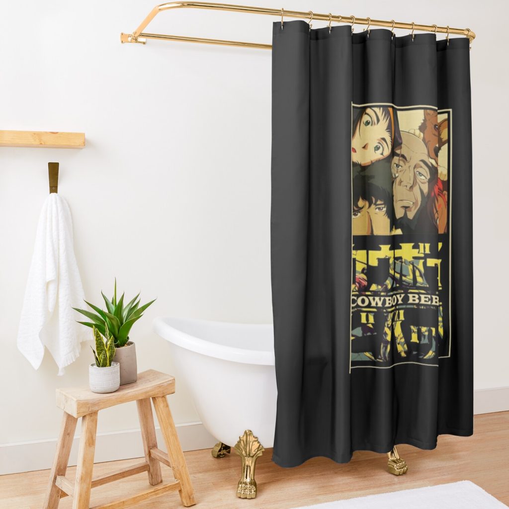 Cowboy Bebop Retro Shower Curtain Official Cowboy Bebop Merch