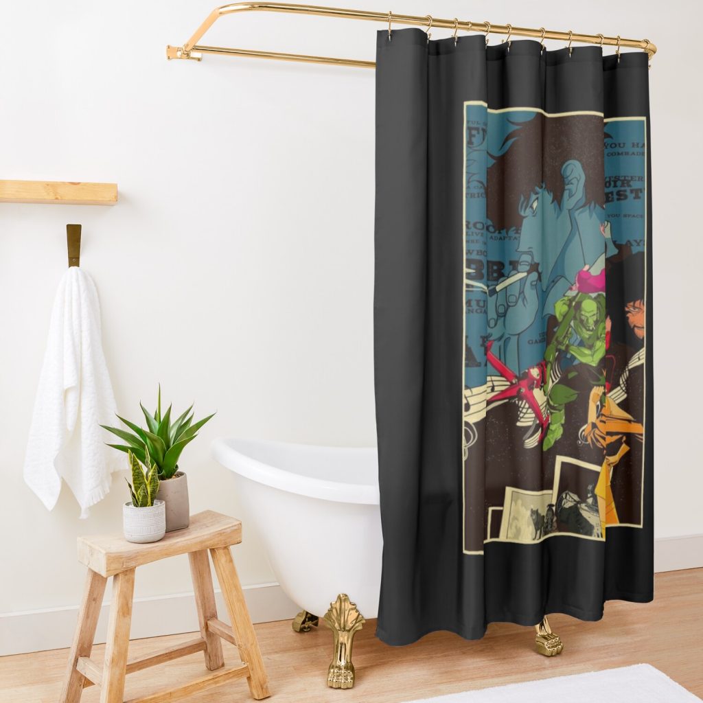 Cowboy Bebop Vintage Shower Curtain Official Cowboy Bebop Merch