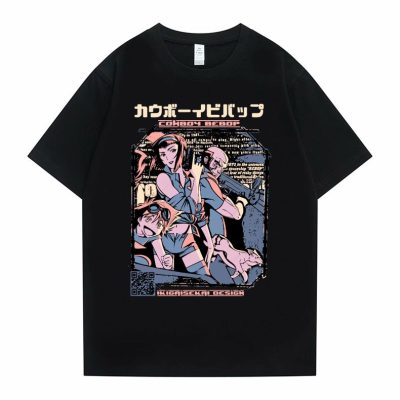Japanese Anime Cowboy Bebop Space Spike Spiegel Jet Faye Tshirt Men s Cartoon Streetwear Men Women - Cowboy Bebop Shop