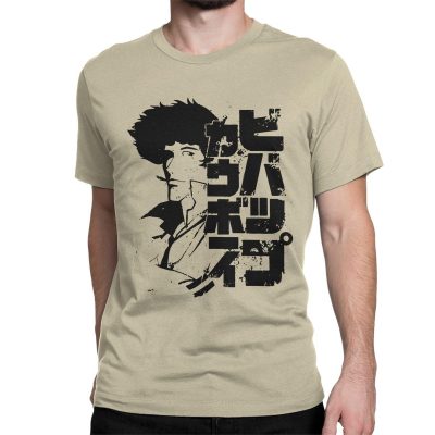 Mens Cowboy Bebop Spike Blk Jap T Shirt Streetwear Anime Pure Cotton Clothes Novelty Round Collar - Cowboy Bebop Shop
