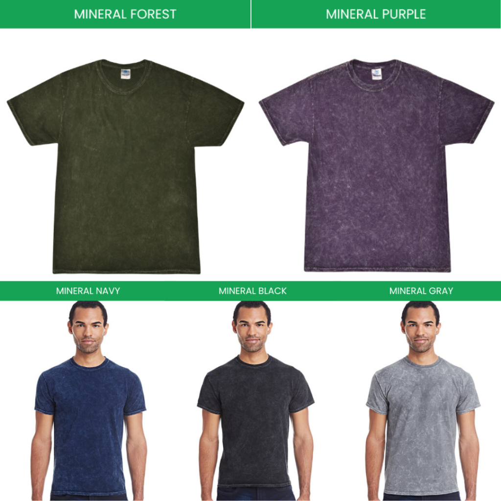 Mineral Wash T shirt Color Chart - Cowboy Bebop Shop