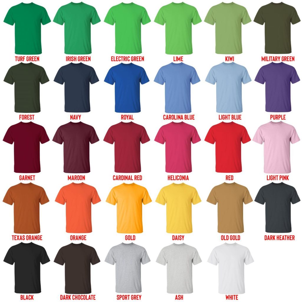 t shirt color chart - Cowboy Bebop Shop