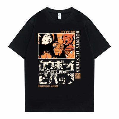 Anime Cowboy Bebop Space Spike Spiegel Jet Faye Tshirt Male Vintage Oversized Streetwear Men Women Casual - Cowboy Bebop Shop